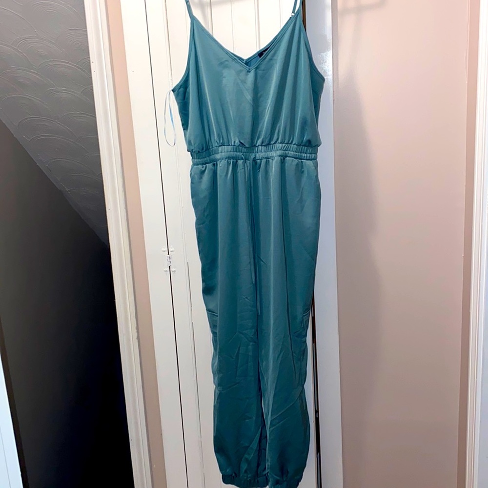Green Satin Jumpsuit